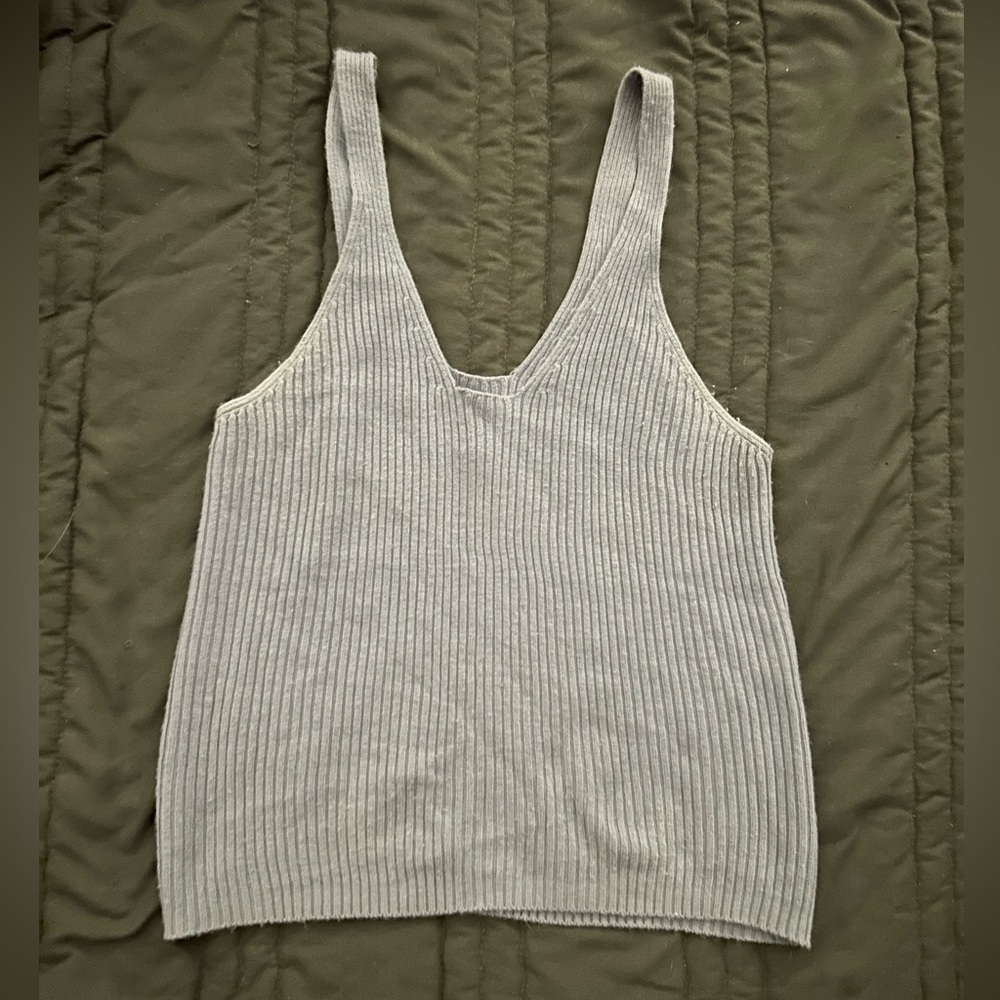 La SENZA Ribbed Knit Tank Top - grey/blue
